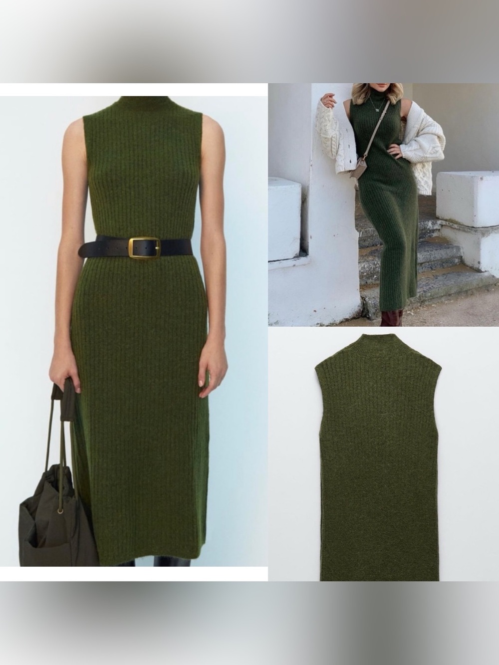 Zara Wool Blend Midi Dress sz L NWT